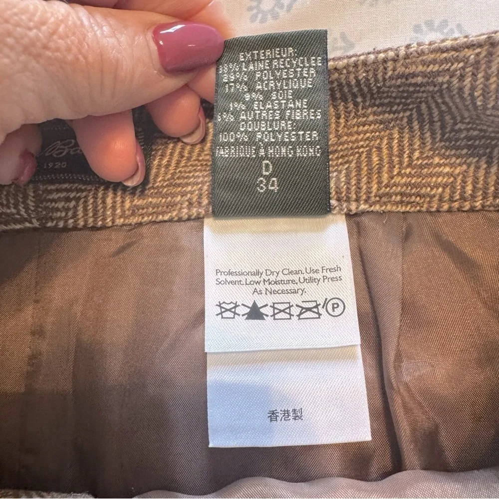 NWOT Eddie Bauer Wool Silk Blend Tan Herringbone Size 4 Pencil Skirt